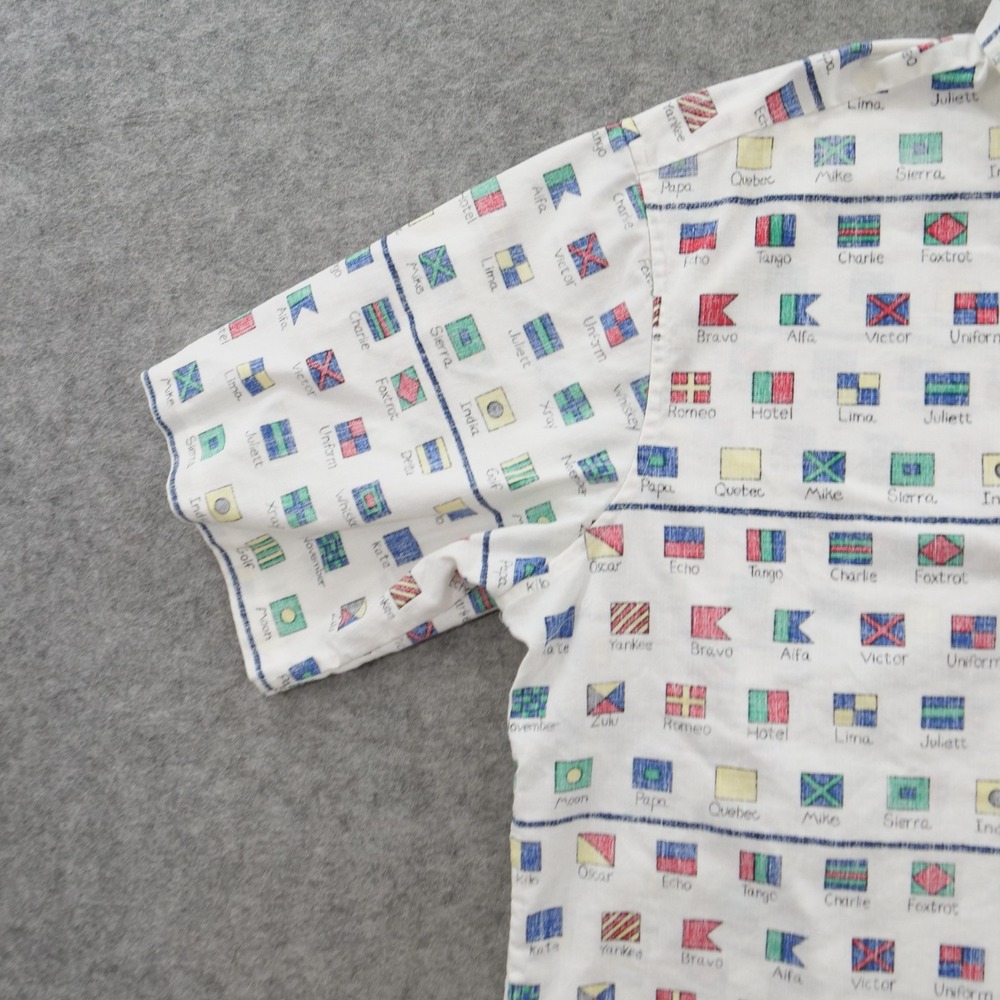 Reyn Spooner Shirt Mens Extra Large White Nautical Flag Pullover Vintage 80s - Picture 4 of 11